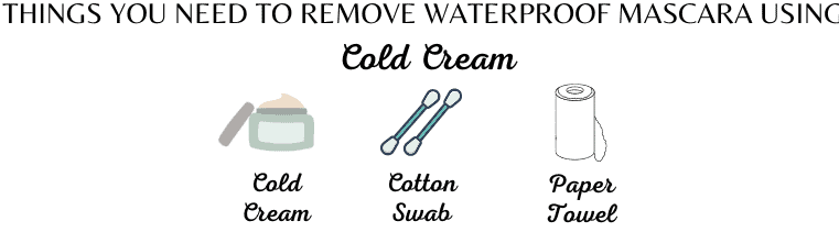 To remove Waterproof mascara using COLD CREAM, These are the required Ingredients.