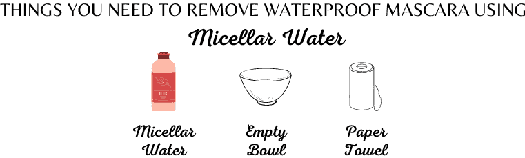 To remove Waterproof mascara using MICELLAR WATER, These are the required Ingredients.