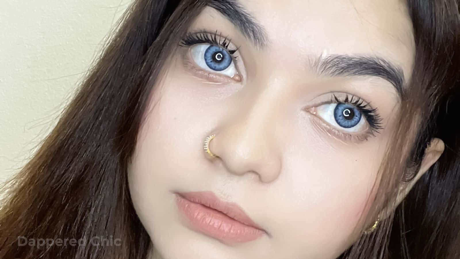 Close-up of defined lashes — tubing mascara gives clump-free length and smudge-free wear, Dappered Chic beauty blog.