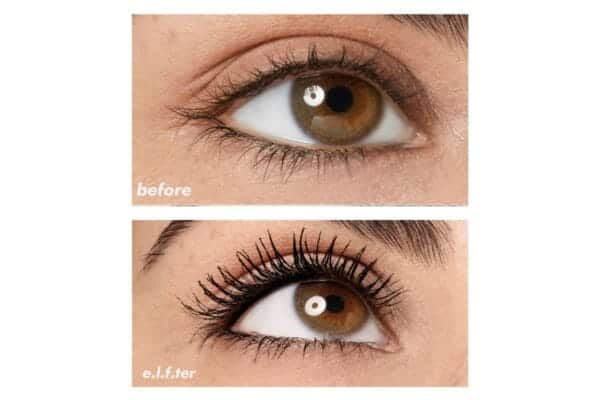 e.l.f. Lash XTNDR Tubing Mascara before and after lash transformation results