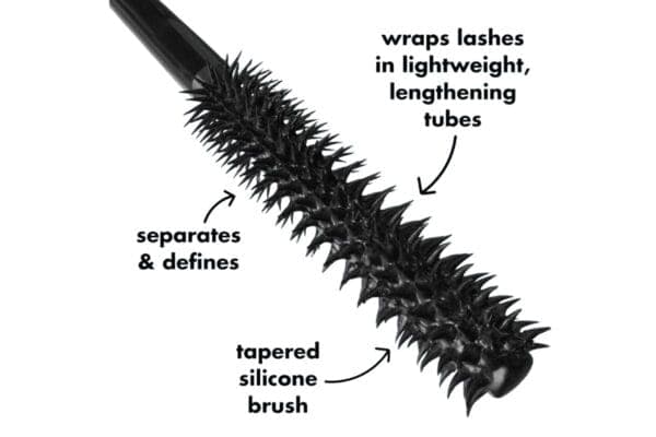 e.l.f. Lash XTNDR Tubing Mascara wand close-up with tapered bristles