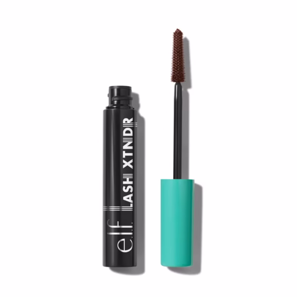 Elf Lash XTNDR Tubing Mascara tube and wand close-up showing slim brush for lengthening lashes