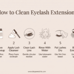 Step-by-step infographic showing how to clean eyelash extensions safely