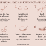 Professional eyelash extension application process showing the lash-by-lash technique used by technicians