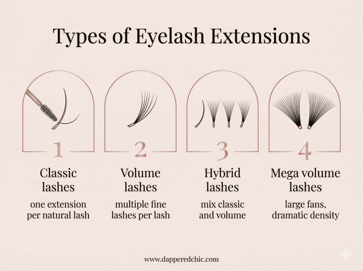 types eyelash extensions dapperedchic